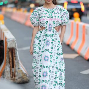 Danielle grüne Garten Midikleid