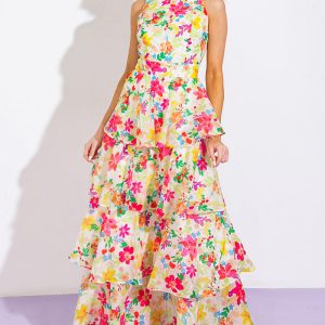 DEL REY Hoch oben gewebt Maxikleid