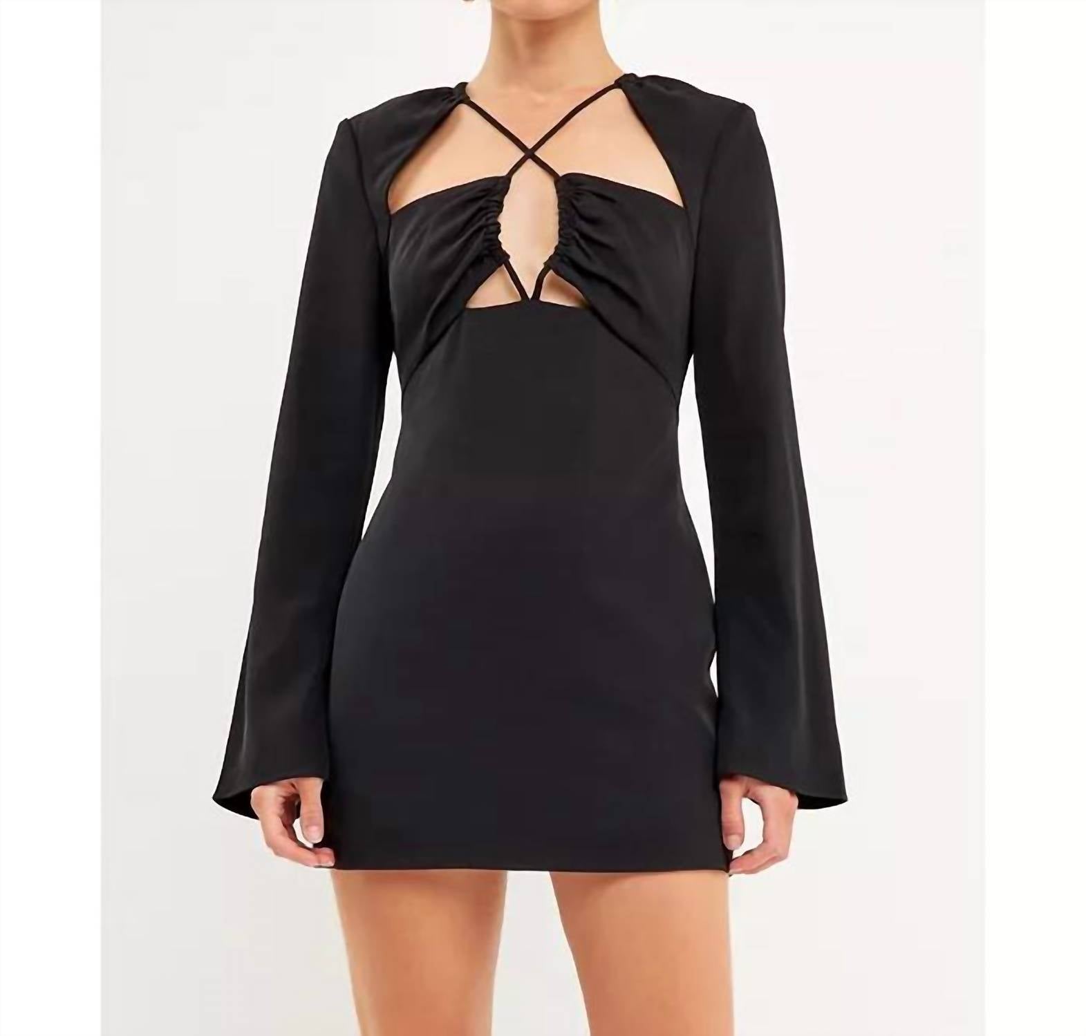 Crossover Straps körpernah Minikleid in Schwarz