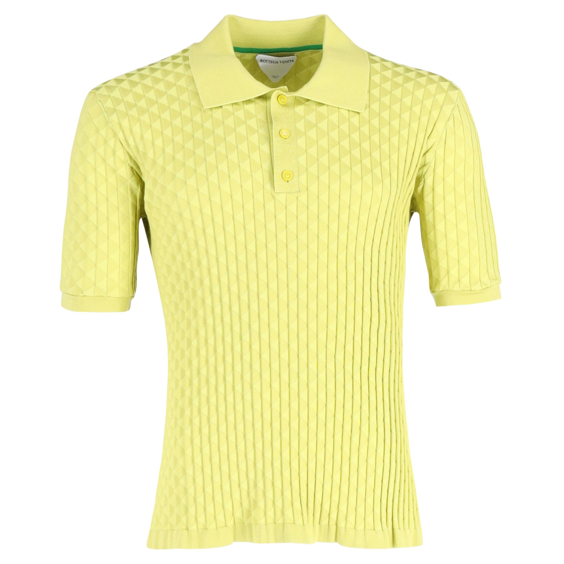 Bottega Veneta Triangle-Jacquard Poloshirt aus gelber Seide