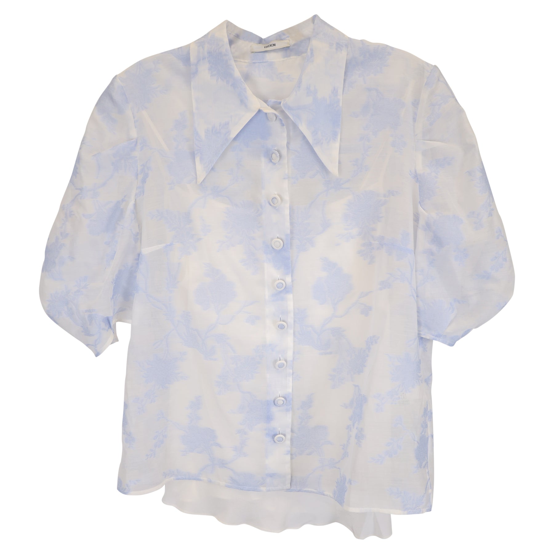 Erdem mit Blumenmuster Bluse aus hellblauer Seide