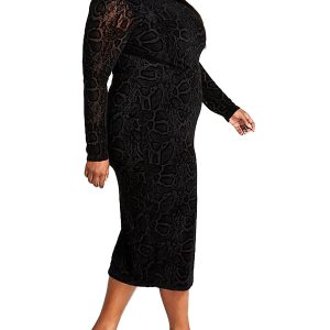 Plus Damen geprägt lange bodycon Kleid