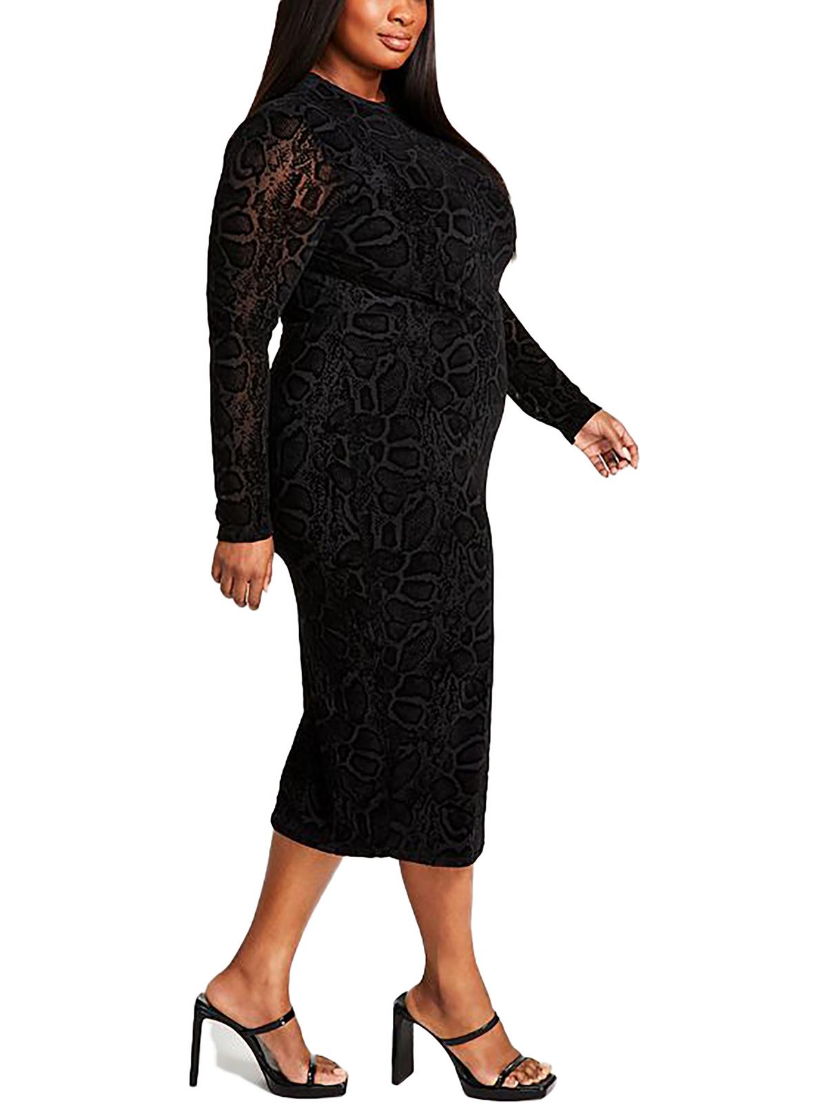 Plus Damen geprägte lange Bodycon Kleid