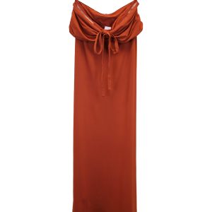 Max Mara Leisure Maxikleid aus orange Nylon 7748693557308