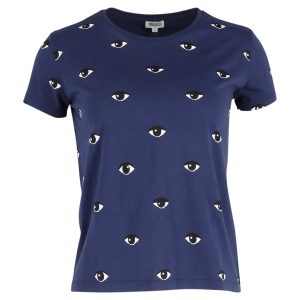 Kenzo Damen Augen rund Hals T-Shirt in blau Baumwolle
