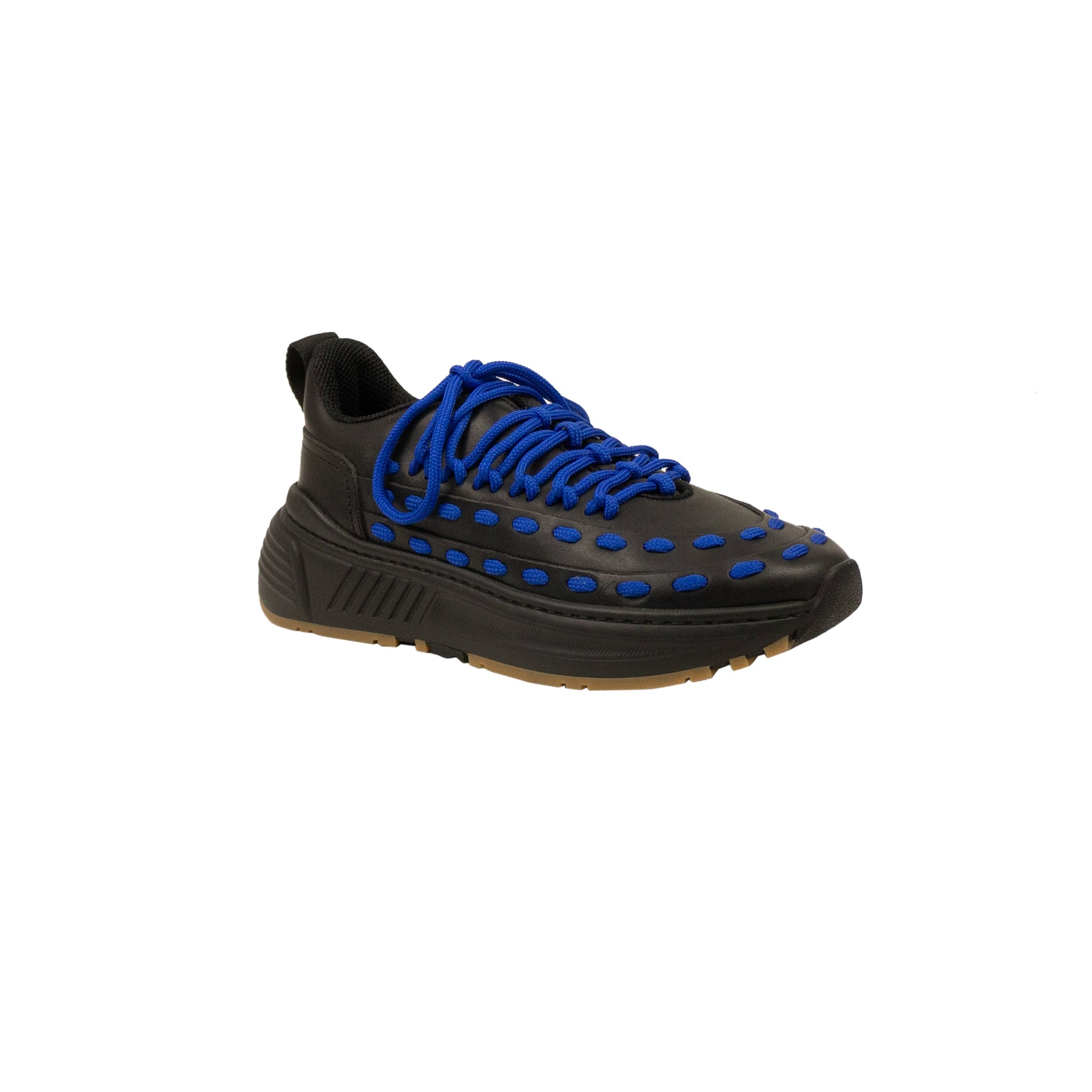 Schwarze und blaue Leder Speedster Sneaker
