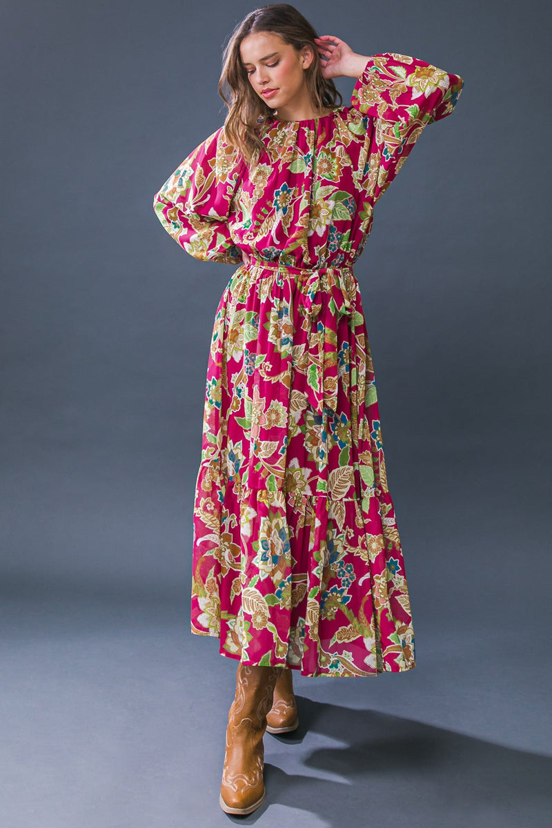 FLORALLY CHIC gewebt MIDI Kleid