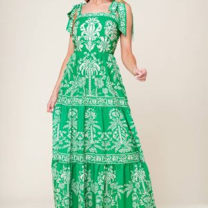süß wie grün gewebt Maxikleid
