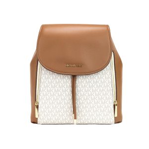 Michael Kors Phoebe mittel Elfenbein Signature PVC Leder Flap Rucksack Damen Bookbag