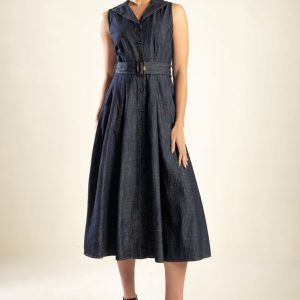 OASIS OF CALM RIGID Denim Midikleid