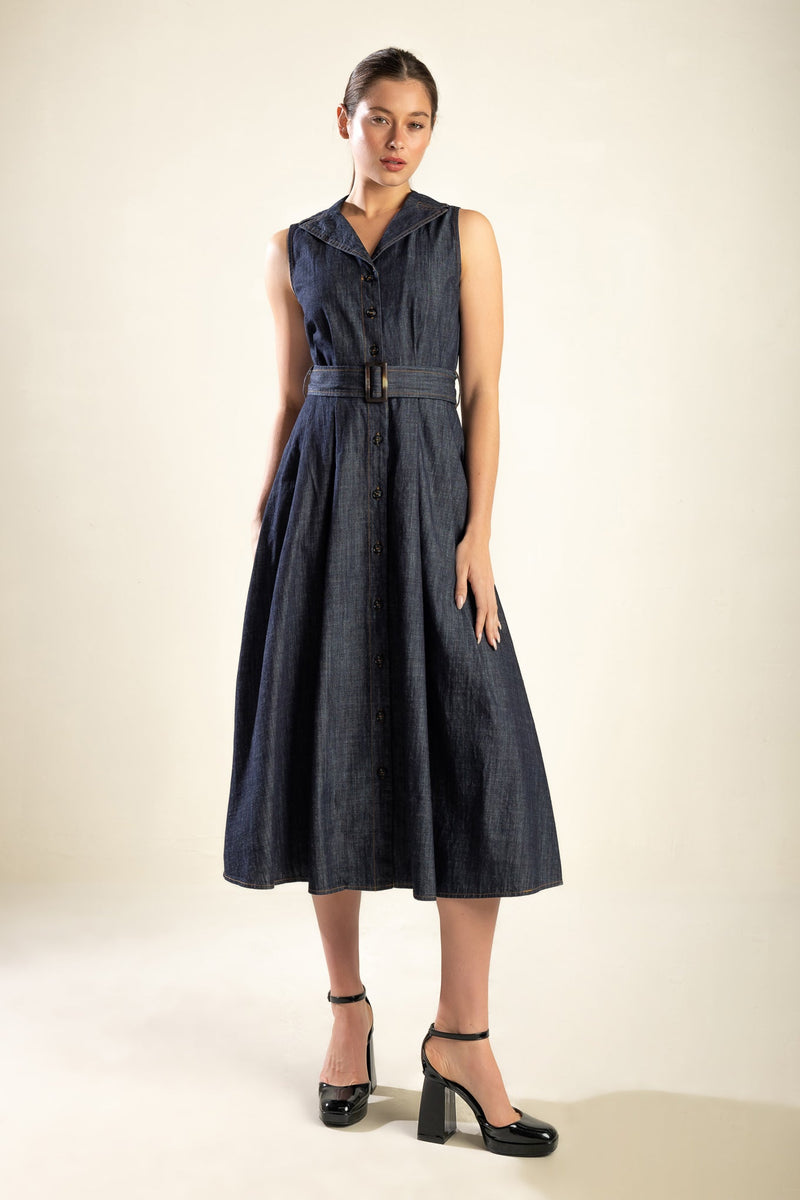 OASIS VON CALM RIGID Denim MIDI Kleid