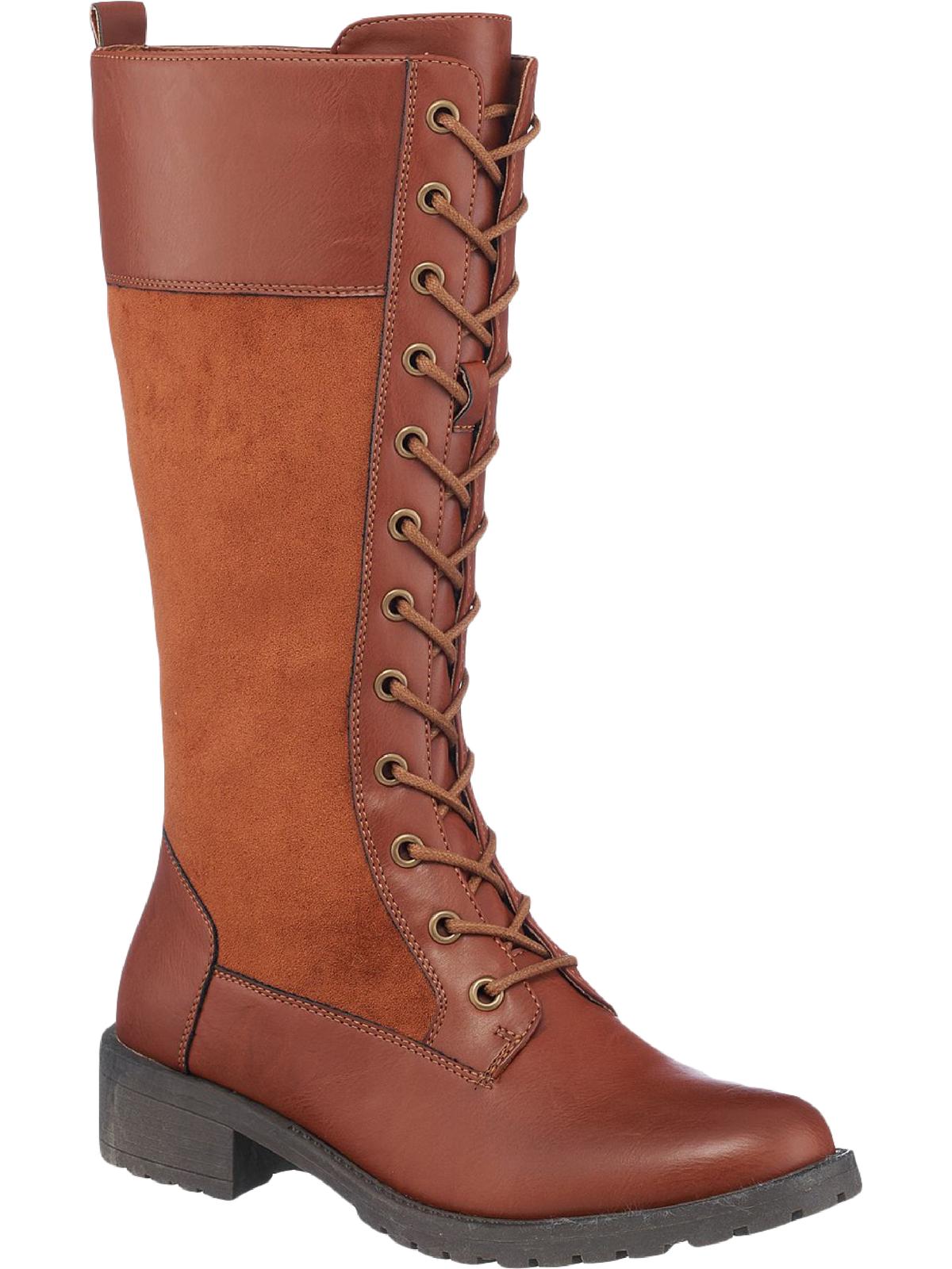 Hanker Damen gepolsterte Fußbett wadenhoch Combat & Schnürstiefel