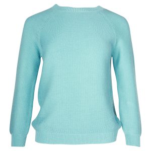 Wochenende von Max Mara Strickpullover mit Rundhalsausschnitt aus blauer Baumwolle