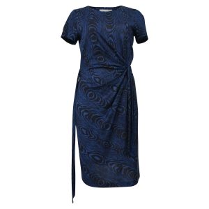Diane Von Furstenberg Wood Grain Print Kleid aus blauem Polyester 7748694376508