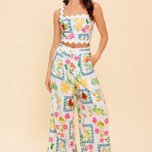 MARIGOLD Elfenbein gewebte Decke und Hose Set