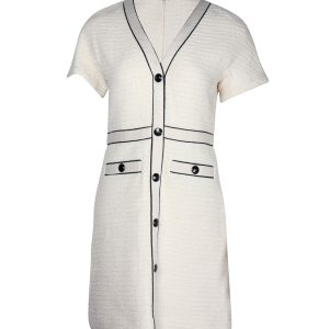 Maje Bouclé-Tweed Minikleid aus creme Baumwolle 7748685332540