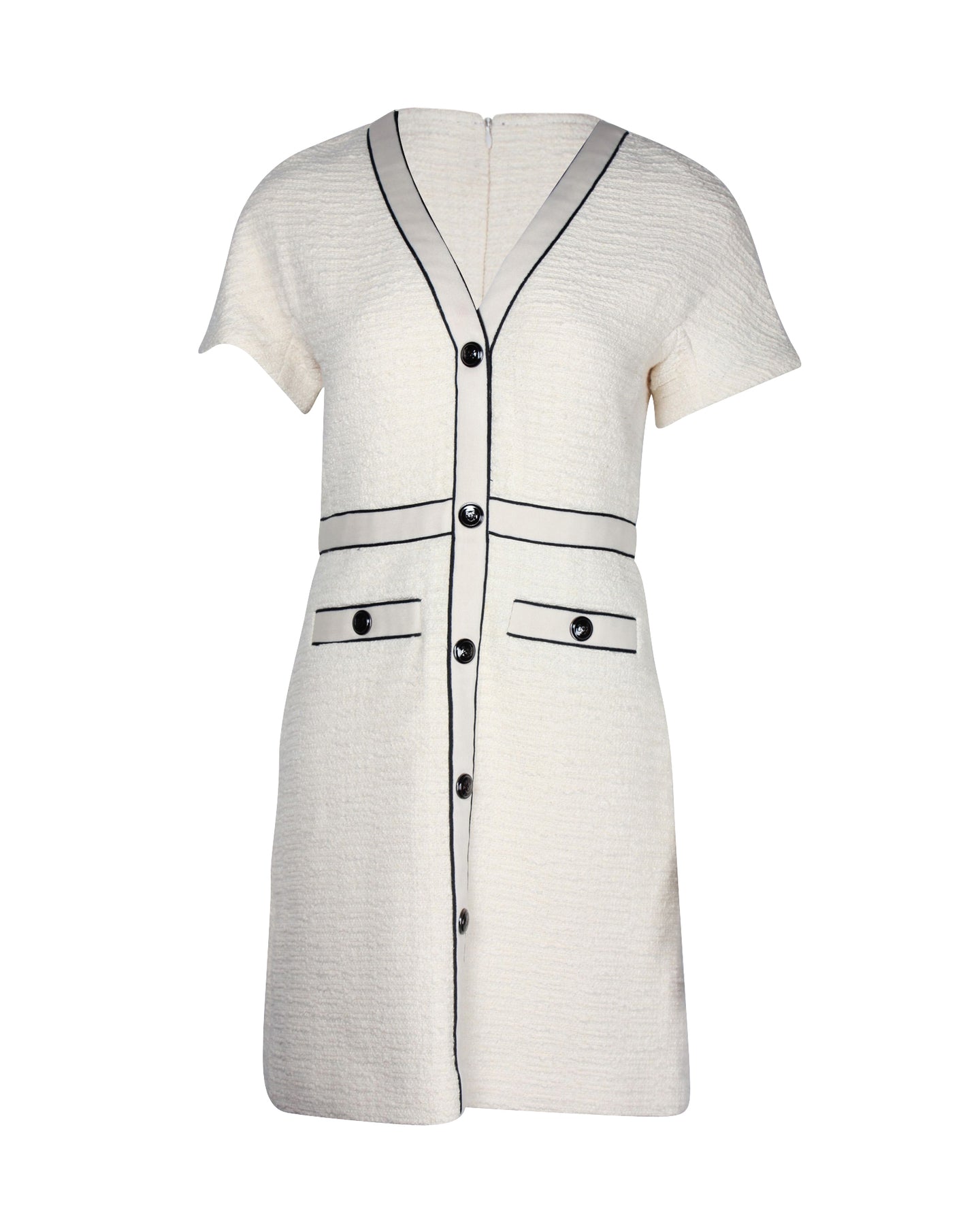 Maje Bouclé-Tweed Minikleid aus cremefarbener Baumwolle