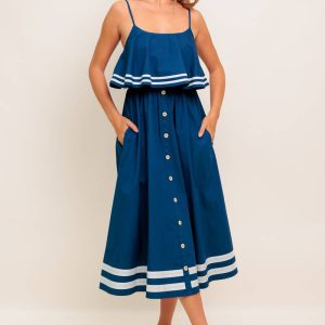 EARTH RHYTHM Marine gewebt Midikleid