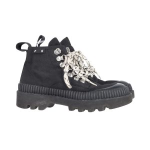 Proenza Schouler Lug Sole Stiefel in schwarzer Leinwand