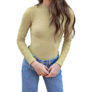 Textured Langarm Body im Sellerie