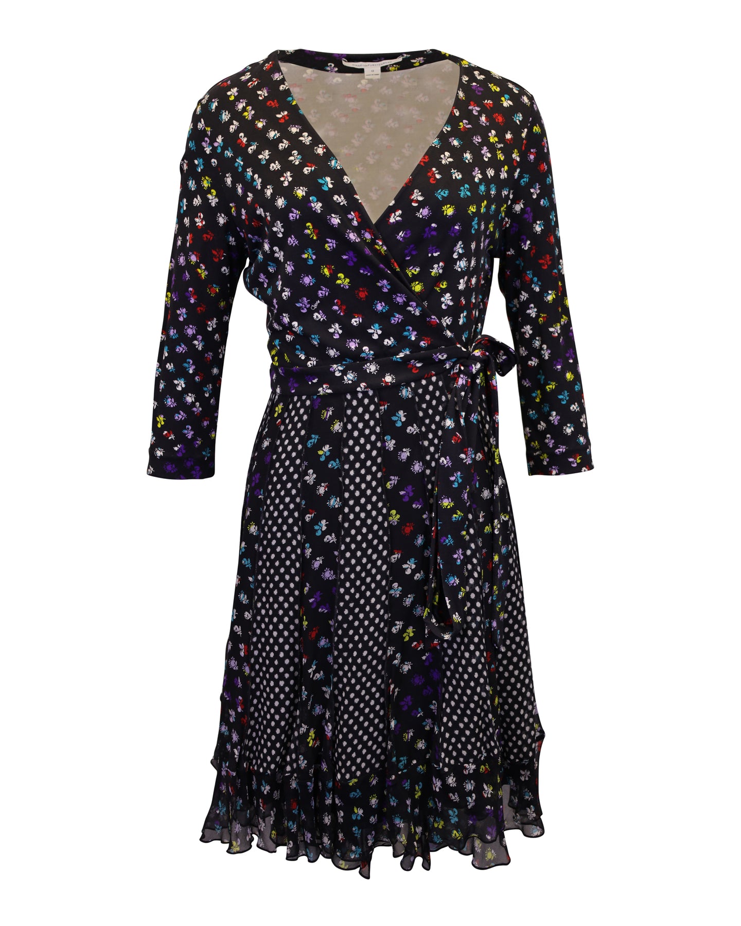 Diane von Furstenberg Caprice – Wickelkleid aus schwarzer Seide mit Einsätzen