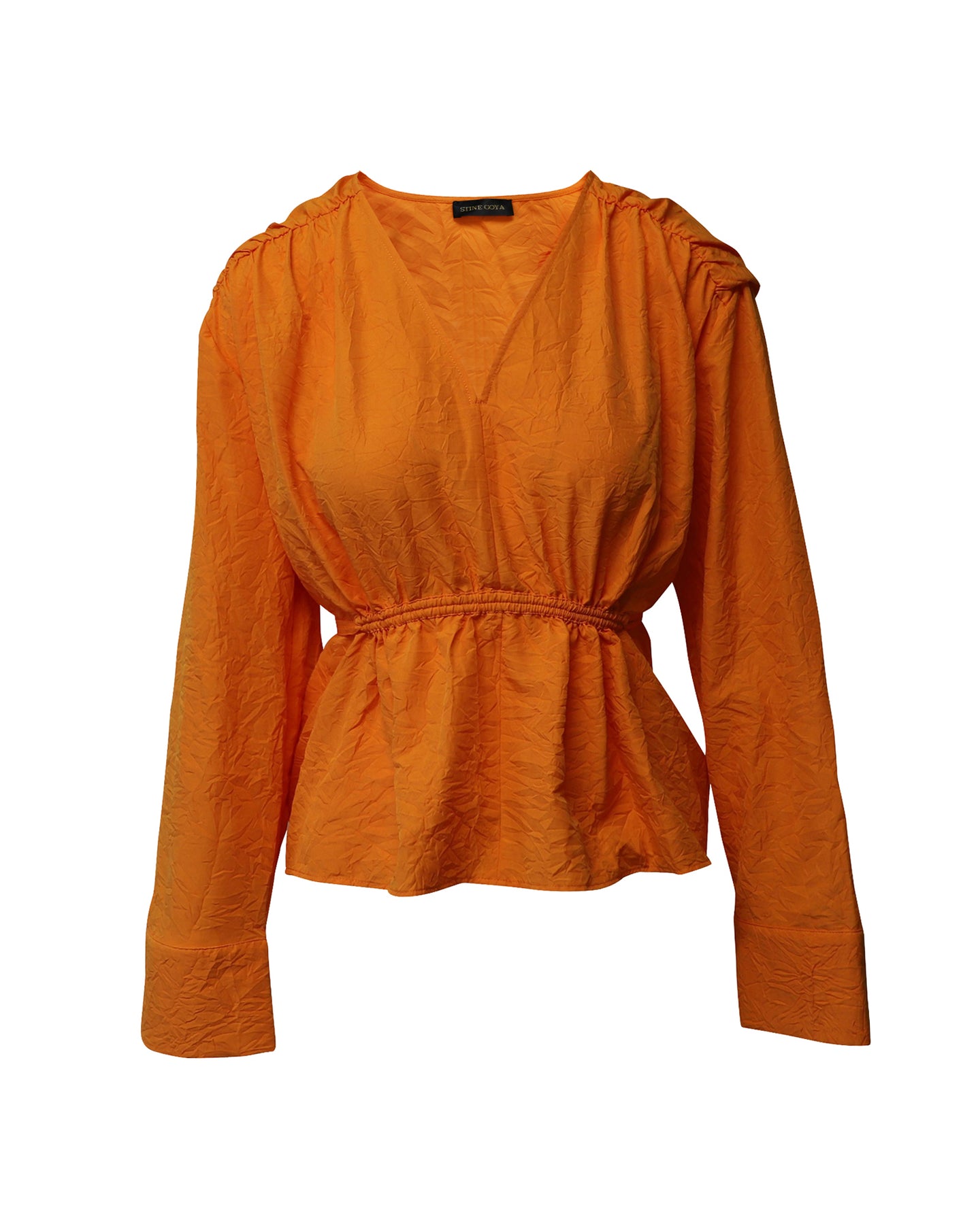 Stine Goya Bluse mit V-Ausschnitt aus orangefarbenem Polyester