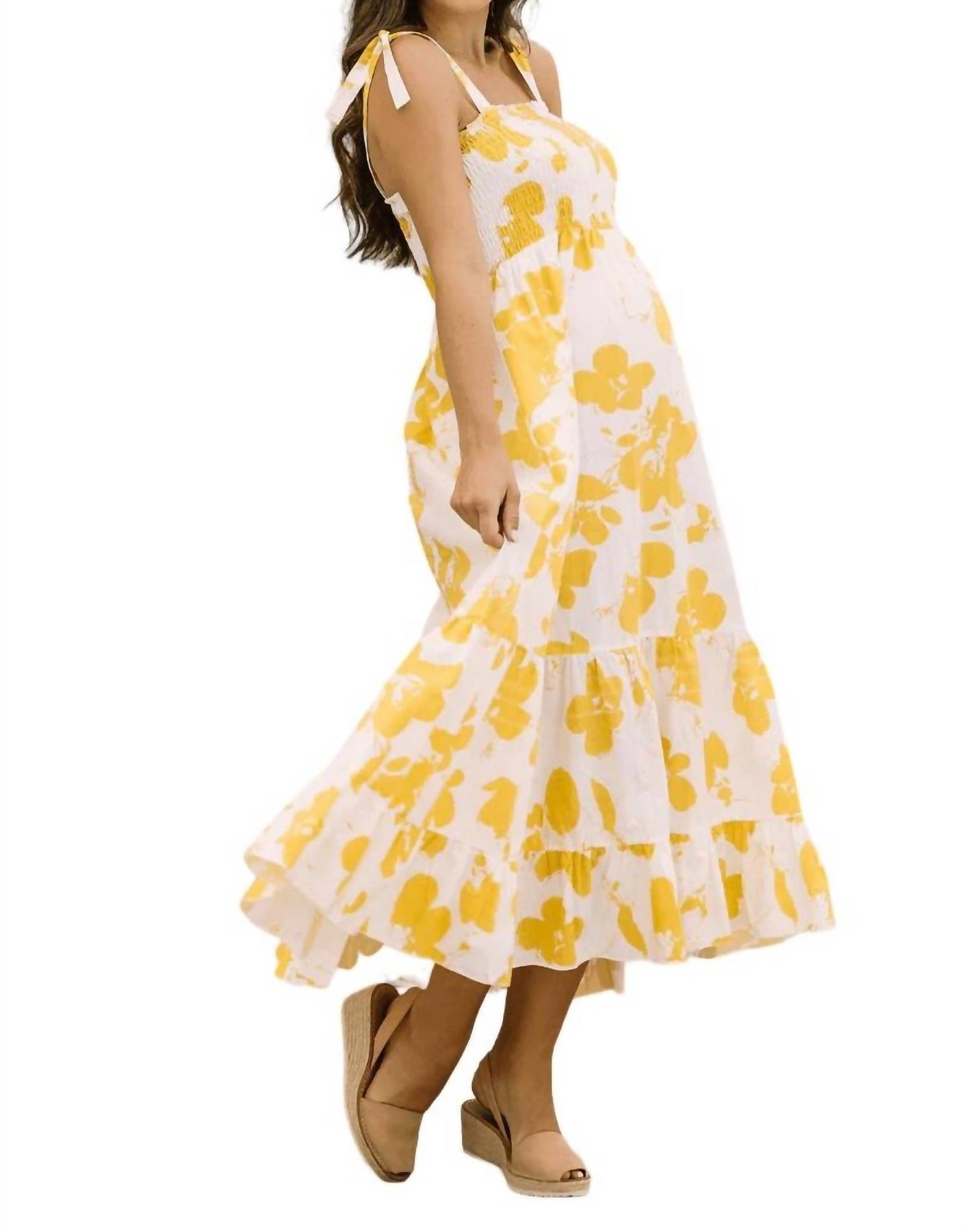 Isla Tiered Maxikleid in Gelb