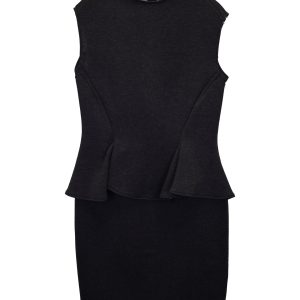 Lanvin 2014 Peplum Taille Kleid aus grauem Polyamid 7748699062332