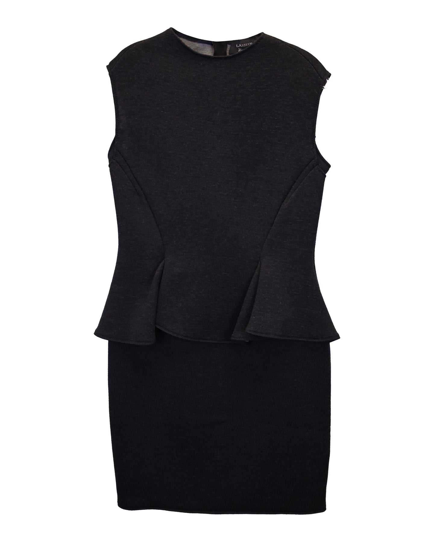 Lanvin 2014 Peplum Waist Kleid aus grauem Polyamid