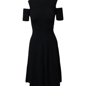 Maje Kalt-Schulter Kleid in schwarzer Viskose