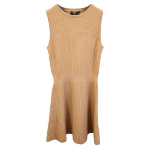 Theory ärmelloses gestricktes Minikleid aus beige Baumwolle 7748684808252