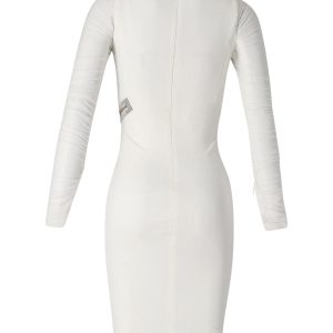 Versace Minikleid mit verziertem Reißverschlussdetail aus weißer Viskose
