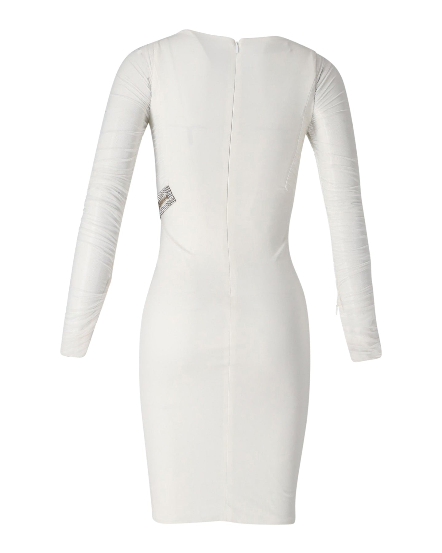 Versace Minikleid mit verziertem Reißverschlussdetail aus weißer Viskose