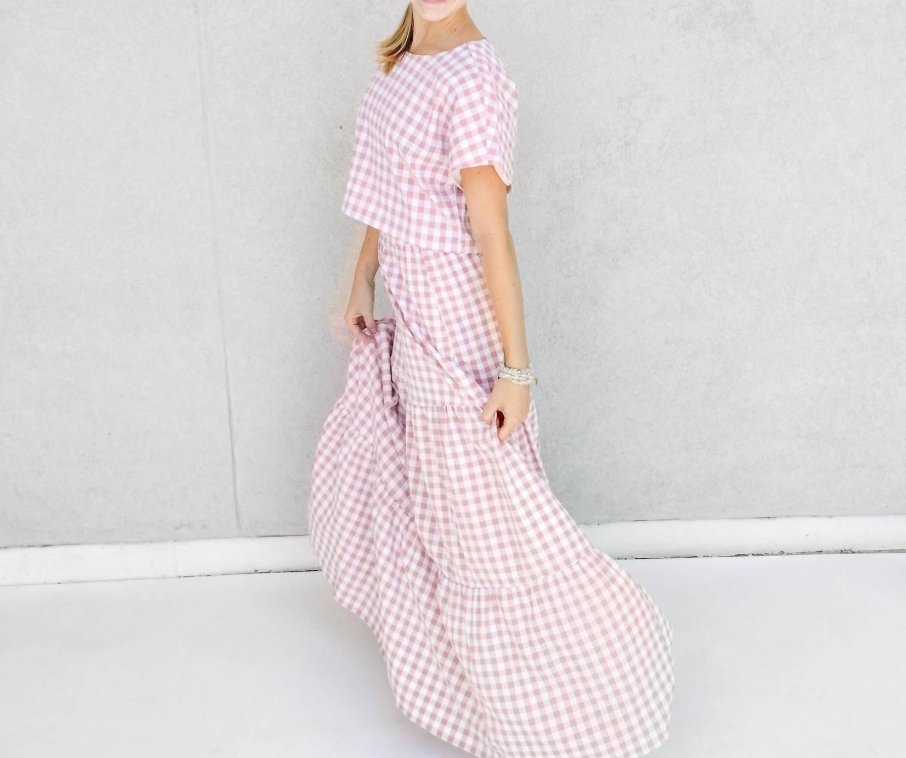 Gingham Set in rosa und weiß