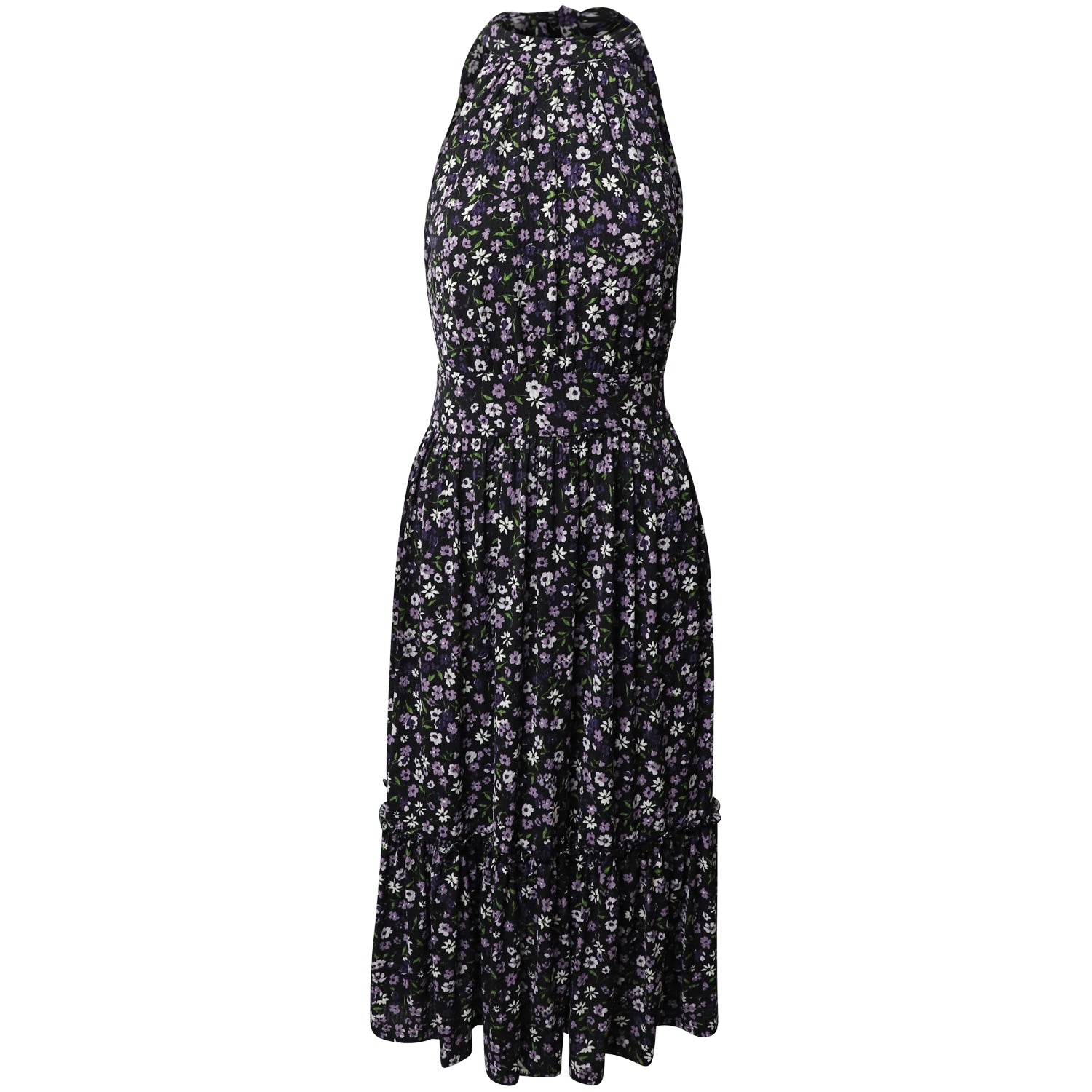 Michael Kors Blumenmuster Neckholder Midi-Kleid aus mehrfarbigem Polyester