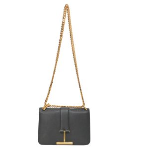 Tom Ford Tara Chain Schultertasche aus schwarzem Leder