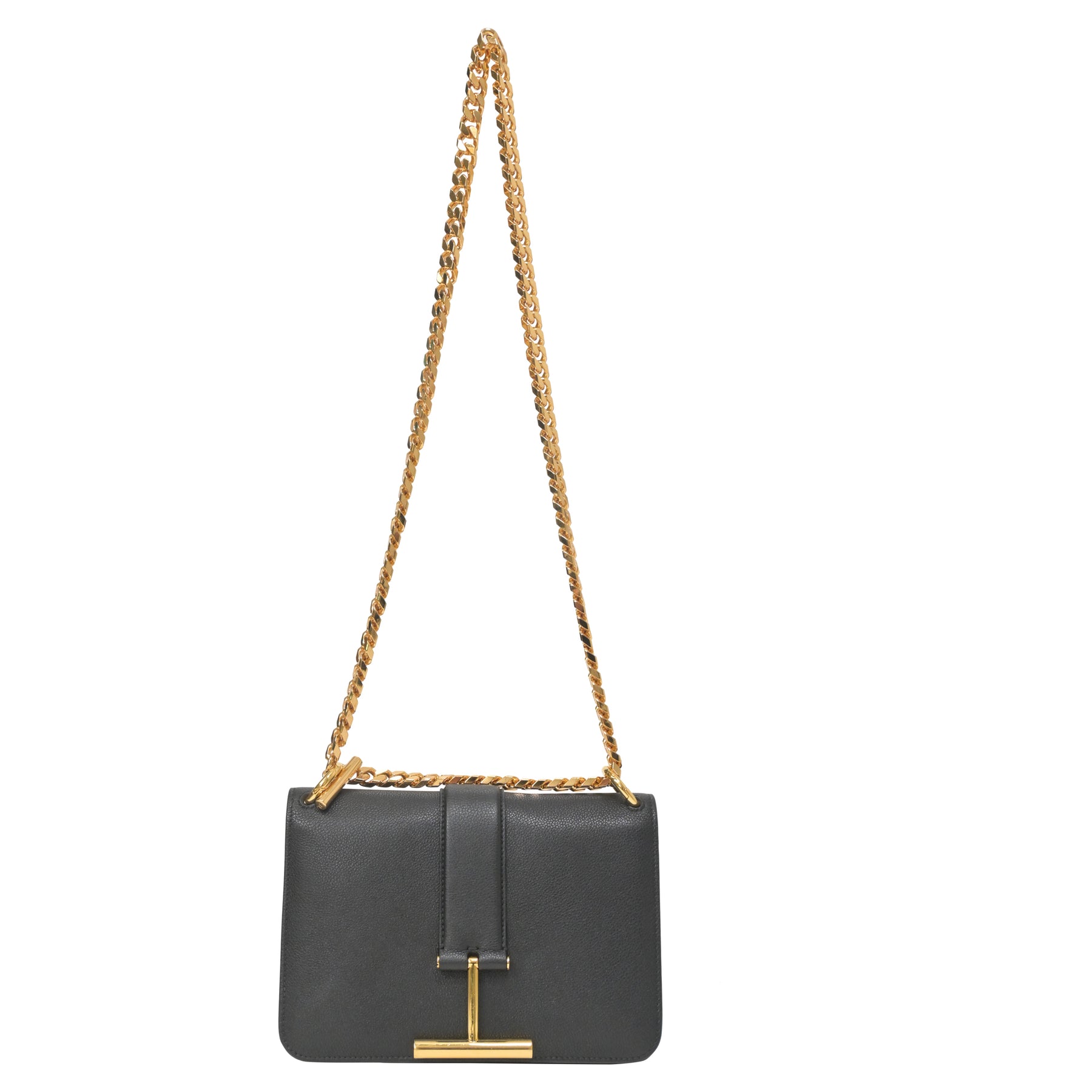 Tom Ford Tara Chain Schultertasche aus schwarzem Leder