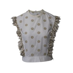 Chloe Broderie Anglaise Crop Top in Weiße Baumwolle