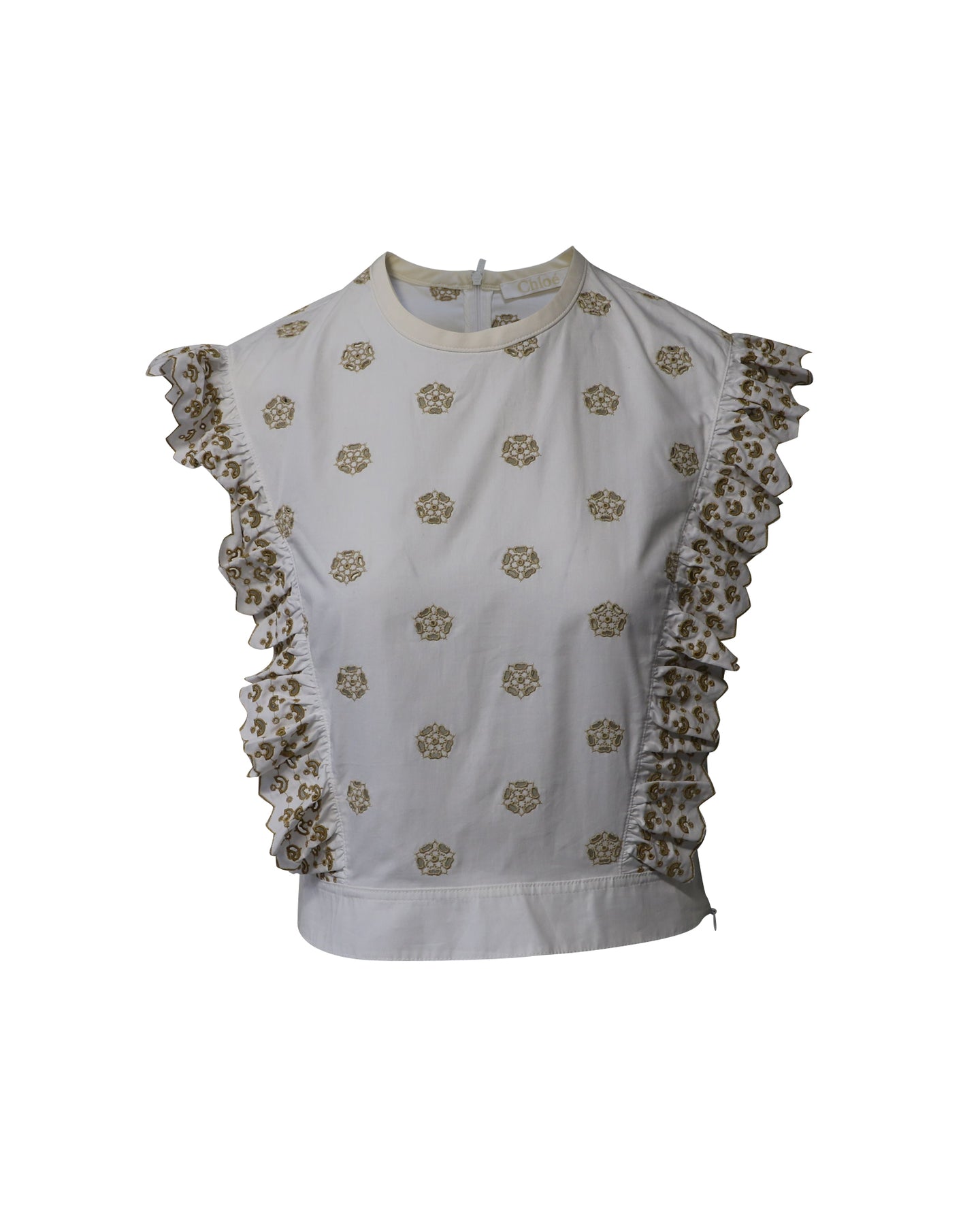 Chloe Broderie Anglaise Crop Top aus weißer Baumwolle
