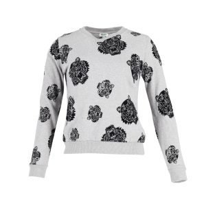 Kenzo Tiger Print Sweatshirt aus grauer Baumwolle 7793886265404