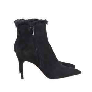 Gianvito Rossi Fur Lined Stiefeletten in schwarz Veloursleder