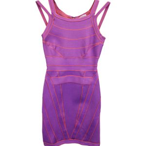 Herve Leger gestreiftes Minikleid in lila Rayon 7748685955132