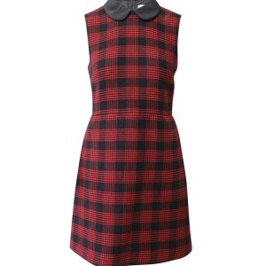 Red Valentino ärmelloses kariertes Minikleid aus roter Wolle