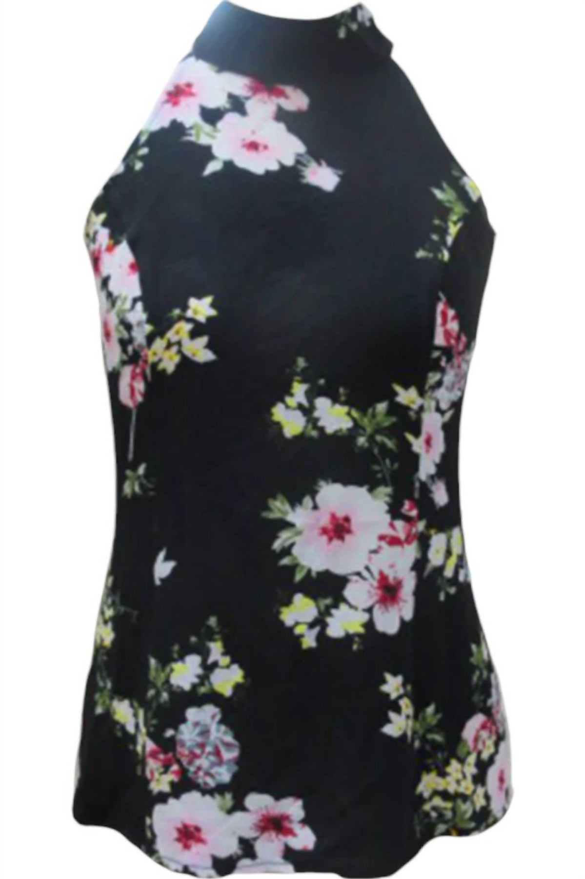 Kerri Florales Tanktop mit hohem Halsausschnitt in Schwarz