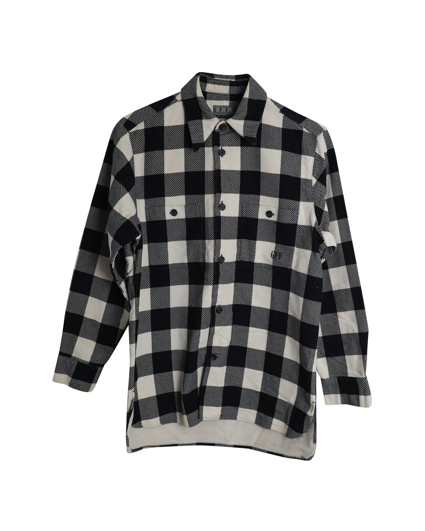 Gianfranco Ferre Gingham mit Knopfleiste aus schwarzem und weißem Baumwollflanchel