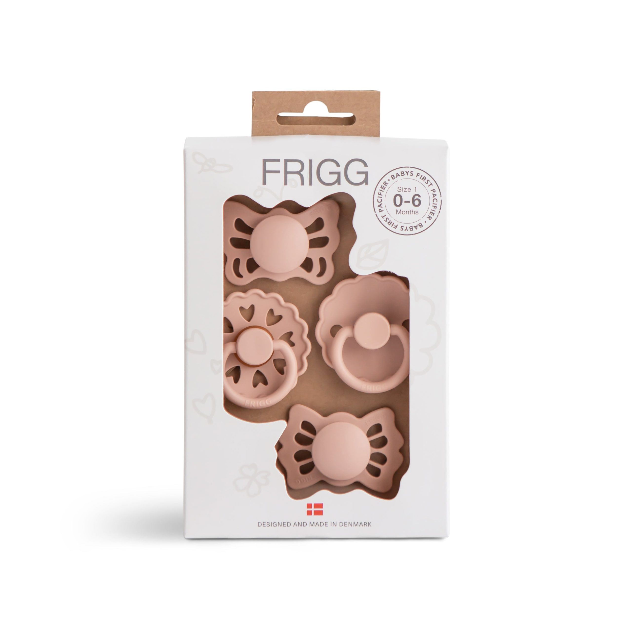 FRIGG Baby’s First Schnuller mit Blumenmuster Heart (Altrosa), 4er-Pack