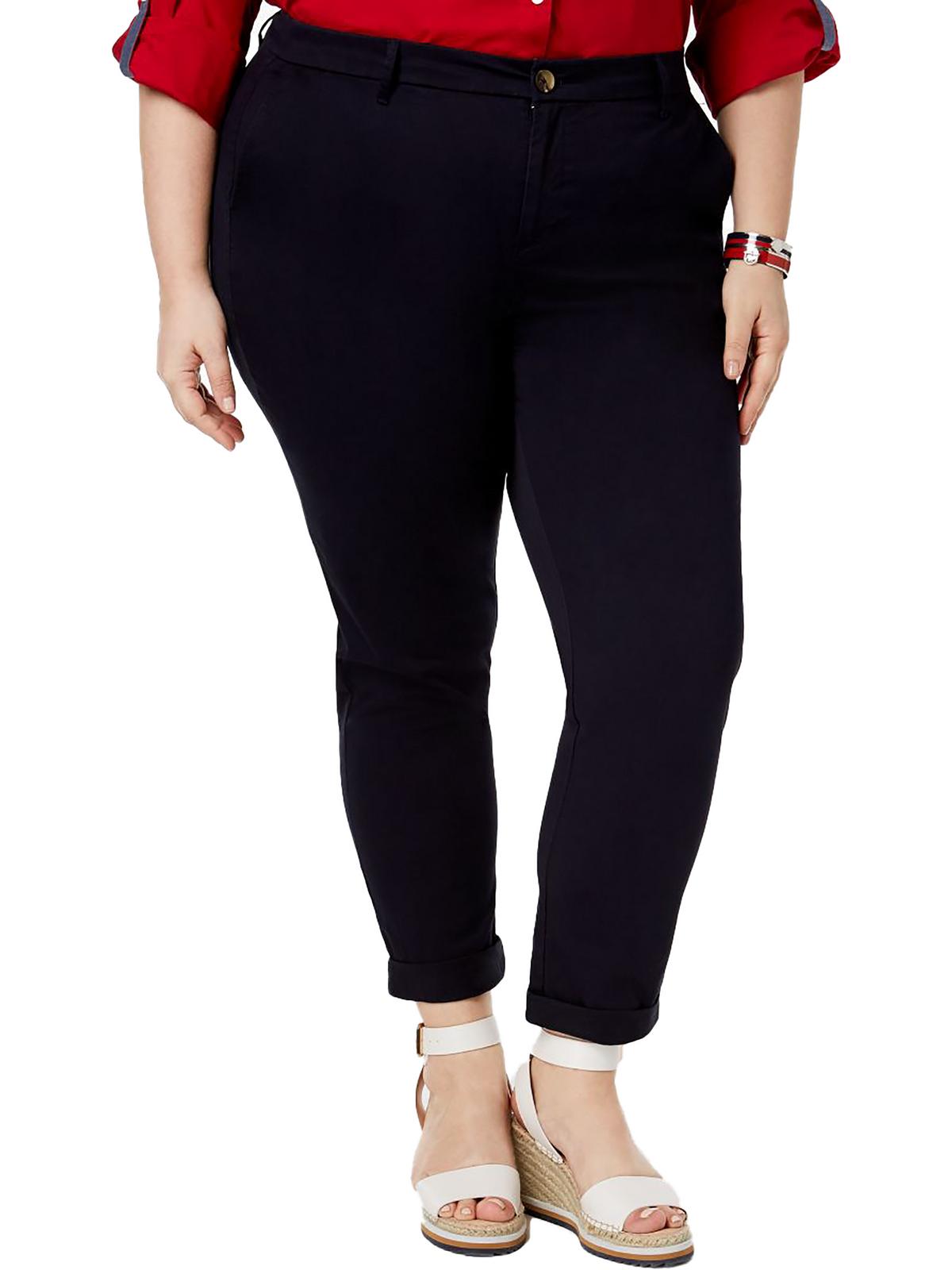 Plus Hampton Damen Slim Chino Hose mit hohem Stehkragen