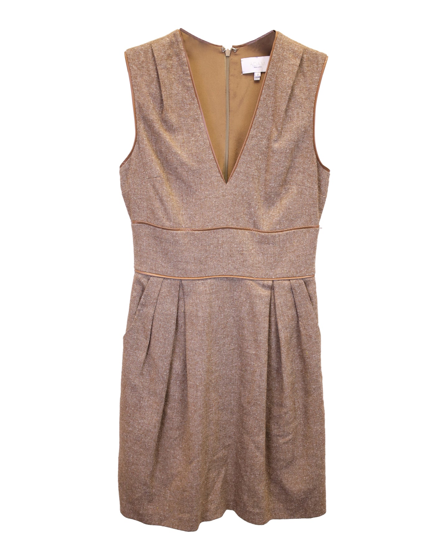 Adam Lippies – Ärmelloses Kleid mit V-Ausschnitt in Beige