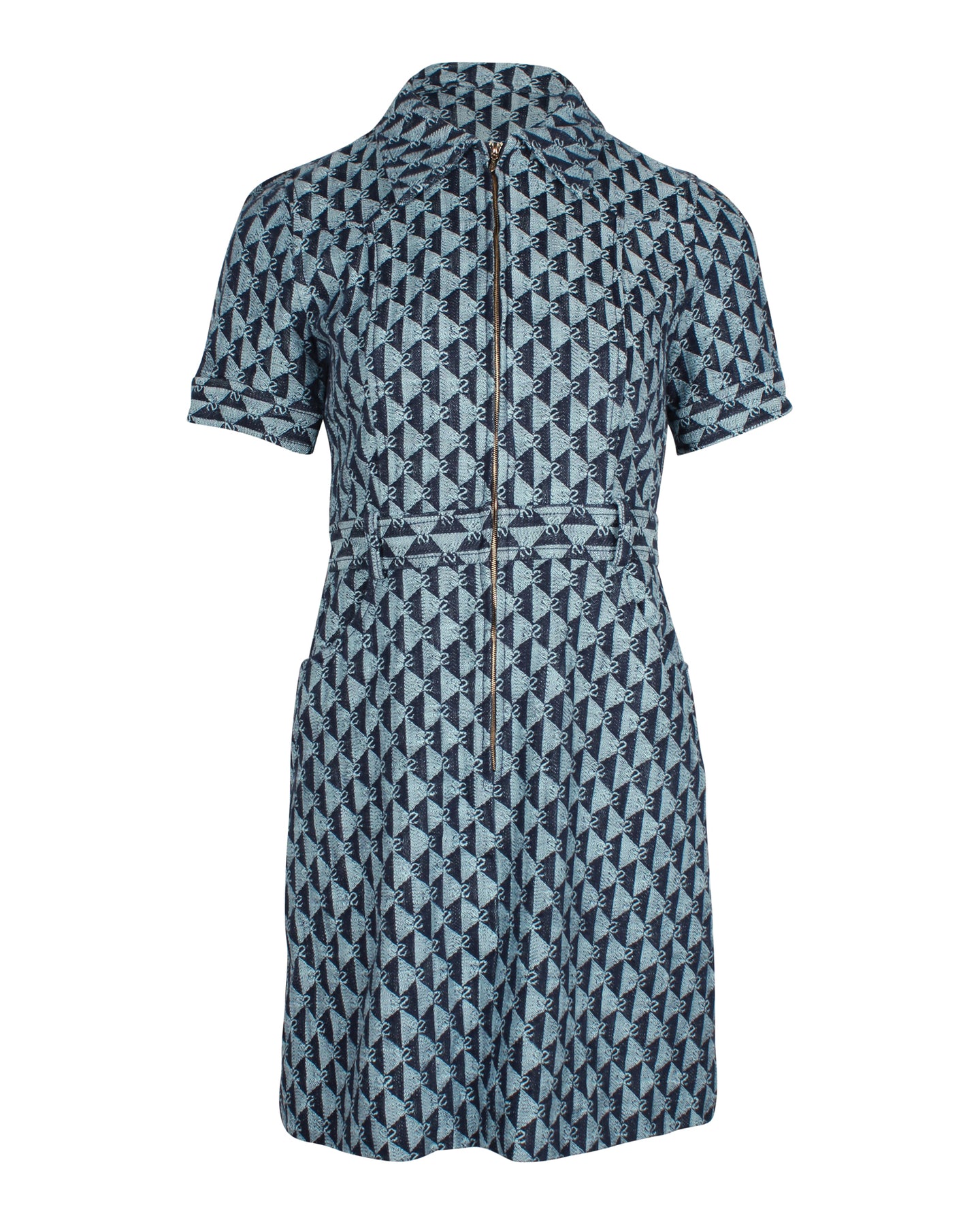 Sandro Kleid aus blauer Baumwolle mit Monogrammdruck