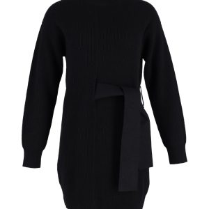 Proenza Schouler Kleid mit Rippenmuster aus schwarzer Wolle